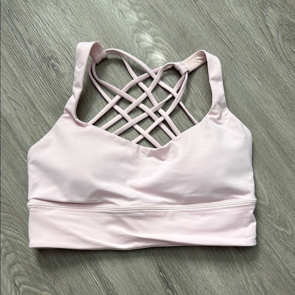 Lululemon Pink Strappy Back Sports Bra baby pink